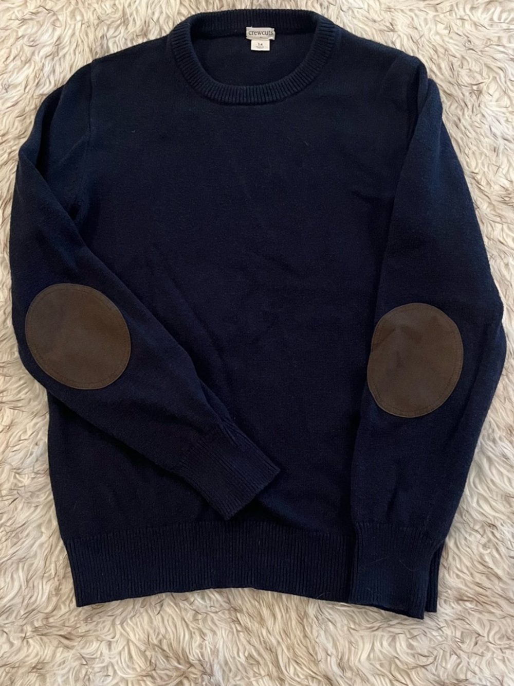 J.CREW Factory Crewcuts elbow-patch crewneck sweater - Navy - Boys 14